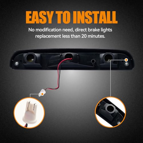 Image of Third 3rd Brake Light LED for 1992-1997 Ford F150 F250 F350 Bronco, High Mount Rear Brake Lights Assembly, Waterproof Center Cab Lamp Stop Light