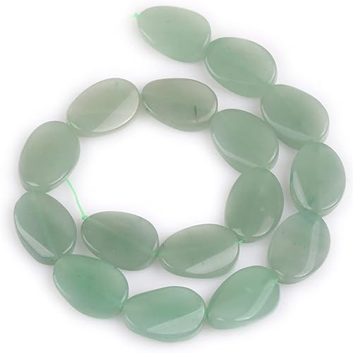 Miniatura 4 de JOE FOREMAN 0.512x0.709 in Oval Twist Aventurina Jade Natural Semiprecioso para la fabricación de joyas Perlas sueltas 15"