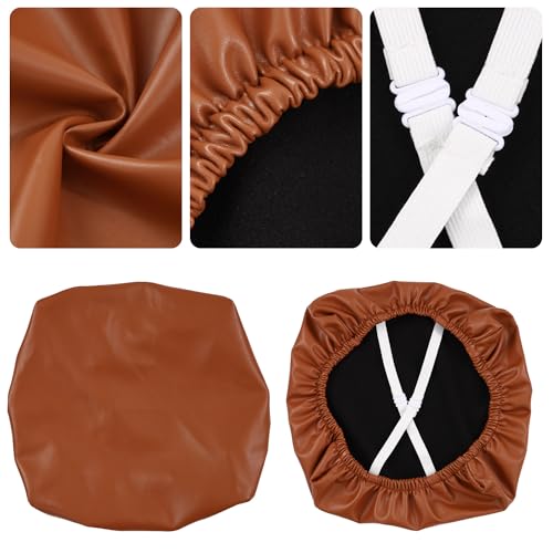 Image of YISUN Chair Seat Covers Set of 4, Pu Leather Waterproof Dining Room Chair Covers, Stretch Chair Cover for Dining Room Chair Protector Slipcover for Kitchen, Hotel (Pu Light Brown, 4)