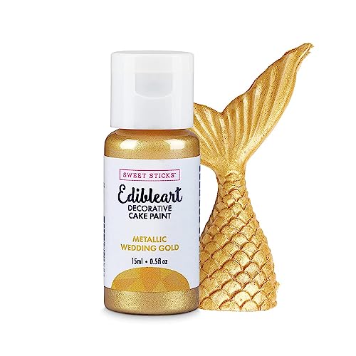 Image of Sweet Sticks Edible Art Decorative Cake Paint 0.5 Ounce (15 Milliliters), Metallic Wedding Gold