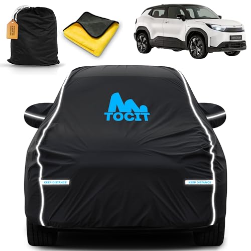 Image of Tocit Urban Cruiser EV Waterproof Long Life Car Cover with Safety Glow Reflective Strap, Premium Stretchable Velvet Velour Fabric, Machine Washable, Tri-Stitch Custom Fit with Mirror Pocket