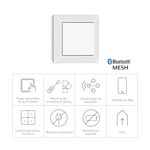 Steinel Connect Funktaster TapDuo C, smarter Wandtaster, kabellos, batterielos, Wandschalter, Einrichtung und Vernetzung per App
