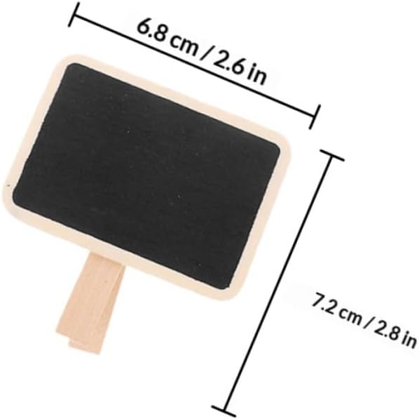 VANZACK 50pcs Mini Wooden Chalkboard Clips with Rectangle Blackboard Signs for Food Labels and Memo Boards, Small Wood Clip-on Message Boards for Home and Party Use