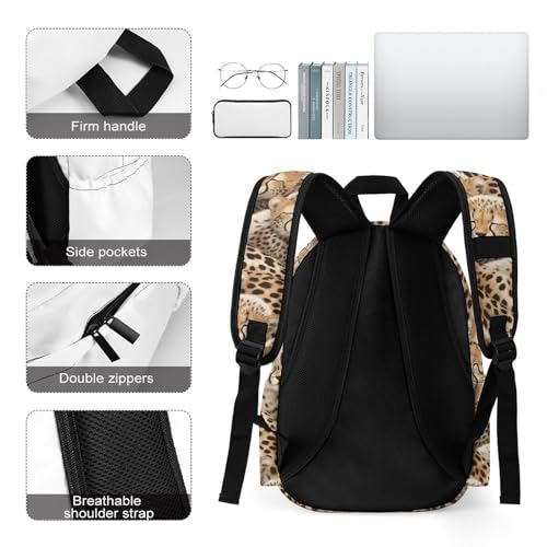 Sac à dos de jour léger avec compartiment optimisé et motif léopard