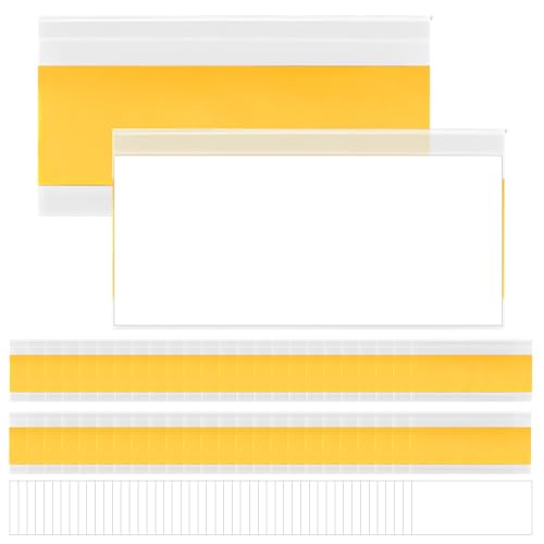 HLIWS 50 Piezas 6 x 3.5cm Portaprecios Adhesivo, Porta Etiquetas Autoadhesivas, Portas Etiquetas Transparente, PVC Etiquetas Adhesivas, para Tienda,Taquilla,Estante,Oficina(Contiene Cartulina Blanca)