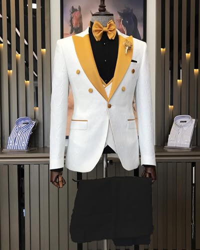 Men's Floral Jacquard Tuxedo Suits Slim Fit 3 Piece Suits Peak Lapel Wedding Suit for Men4