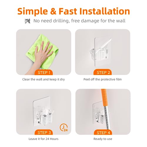 Batur HOLDER006 Broom Holder Wall Mount, 4 Pack New Version Broom Holder, Super Anti-Slip Mop And Broom Holder Wall Mount thumb #5