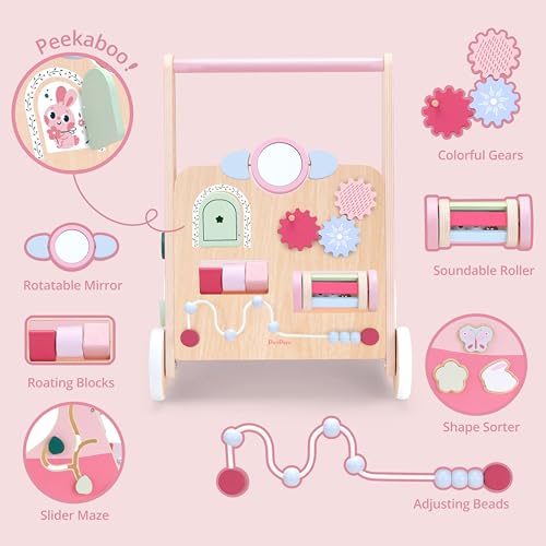 image for PairPear Wooden Baby Walker Push and Pull Learning Activity Walker,Tod