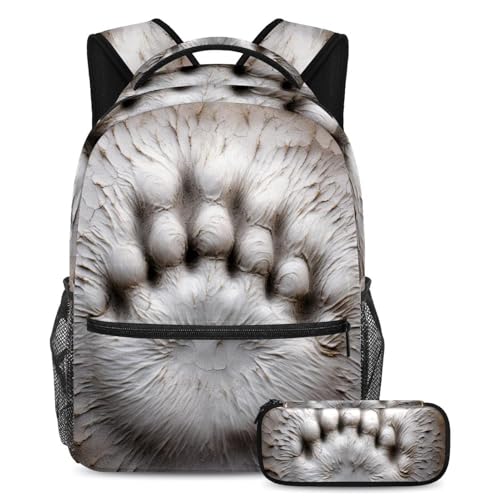 Ensemble cartable chat et chien grand format avec trousse assortie