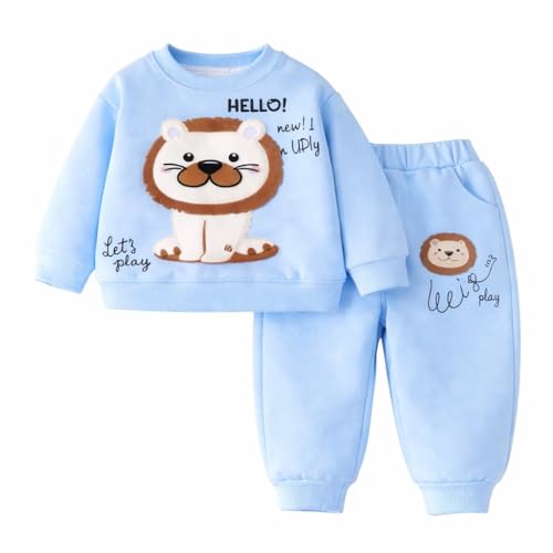 Image of Googo Gaaga Boy's Cotton Full Sleeves Printed Sweatshirt with Pant in Multi Color