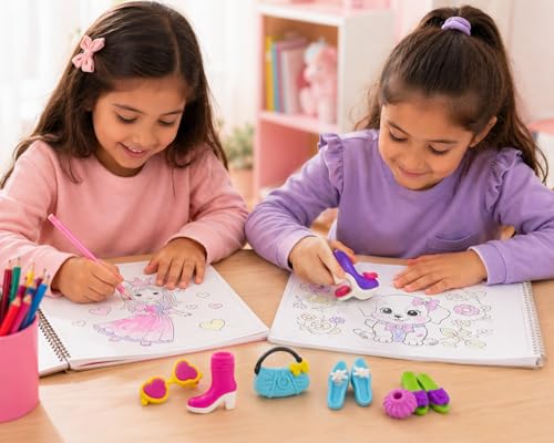Image of SUPER TOY 8Pc Erasers for Kids Different Shapes, 3D Erasers Return Gifts Combo Pack Rubbers for School Girls Stationery Supplies (Assorted Design)