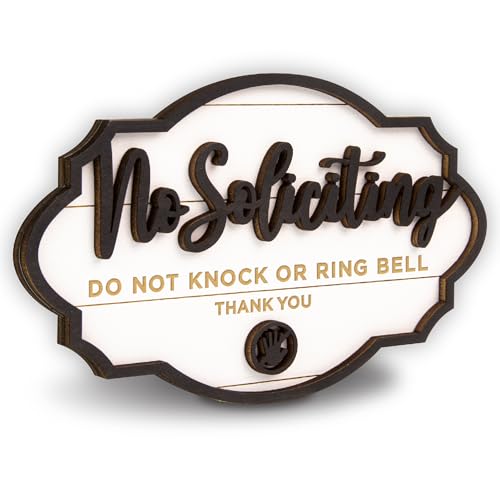 Image of Woodamore No Soliciting Sign For House Door - Do Not Knock Or Ring Doorbell Sign For Front Door Hanging, No Soliciting Signs For Home, No Solicitors Signs For Office