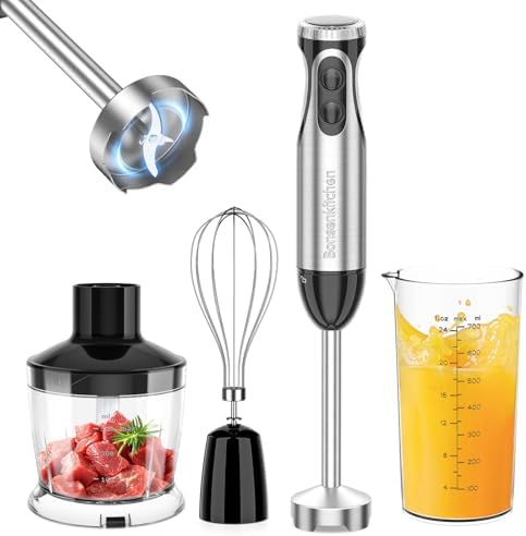Bonsenkitchen 4-in-1 Immersion Blender Handheld, 20 Speeds Hand B...