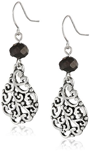Amazon Collection Hematite Facet Bead and Filigree Teardrop Earrings