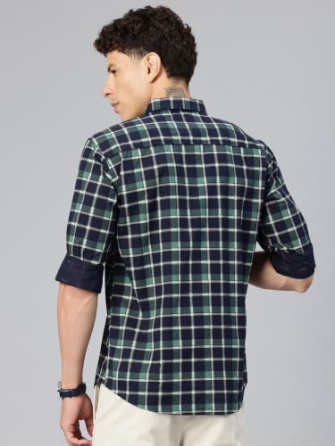 Image of Majestic Man Men's Pure Cotton Checkered Slim Fit Casual Shirt - Full Sleeve | Trendy & Comfortable