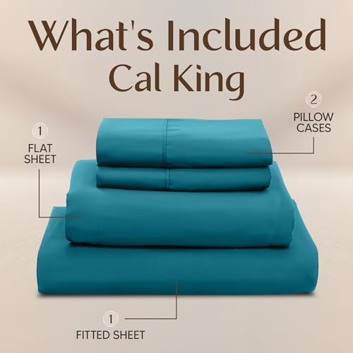 Image of Utopia Bedding California King Size Sheet Set - 4 Piece Bed Sheets, Soft and Breathable Microfiber, Includes 1 Fitted Sheet, 1 Flat Sheet and 2 Pillowcases - Oeko Tex (Denim Blue)