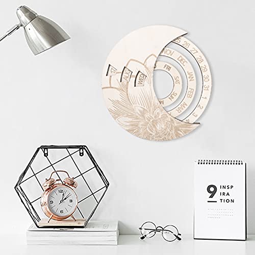 NXACETN Educatieve handige eeuwigdurende kalender satijnhout vintage uitziende hangende kalender woondecoratie… - Image 8
