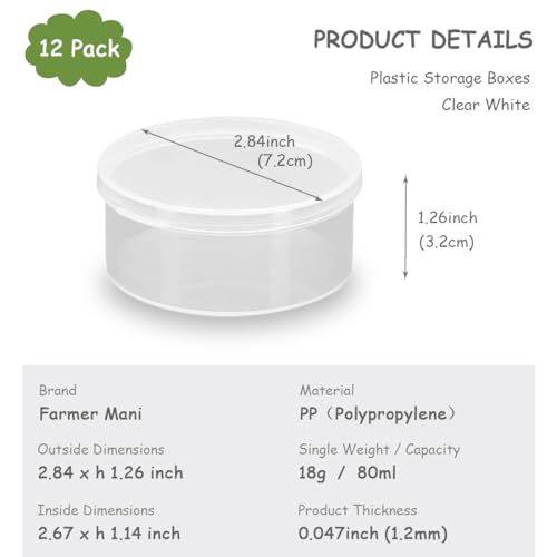 Image of Clear Round Plastic Containers 2.7 oz D /2.84 x H /1.26 Inch Bead Storage Box, Clear Plastic Round Storage Jars for Beads, Buttons, Crafts and Small Jewelry Findings - 12 PCS
