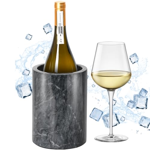 Marble Wine Chiller for Bottle,Wine Chiller Bucket,Wine Cooler Bucket for Any 750ml Bottle Champagne Chiller for Parties,Wine Bottle Chiller,Wine Bottle Cooler,Wine Gifts for Women Man (Black)