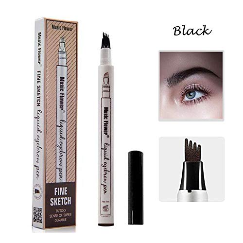 Eyebrow Tattoo Pen-LilyAngel Waterproof Microblading Eyebrow Pencil with a Micro-Fork Tip Applicator Creates Natural Looking Brows Effortlessly(Black,1 pack)
