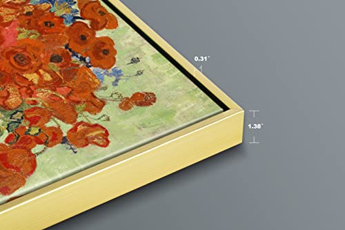 Wieco Art Framed Art Red Poppies and Daisies Canvas Prints Wall Art of Van Gogh Famous Floral Paintings Reproduction Abstract HD Classical Flowers Pictures Artwork by Wieco Art - Image 6