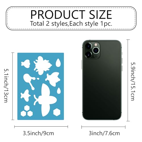 GORGECRAFT 2 Styles Bee Honeycomb Reusable Earrings Making Honey Sweet Leather Jewelry Templates Acrylic Lapidary Cutting Stencil for Necklace Making Jewelry DIY Crafts Painting 5.12x3.54 Inch - Image 2