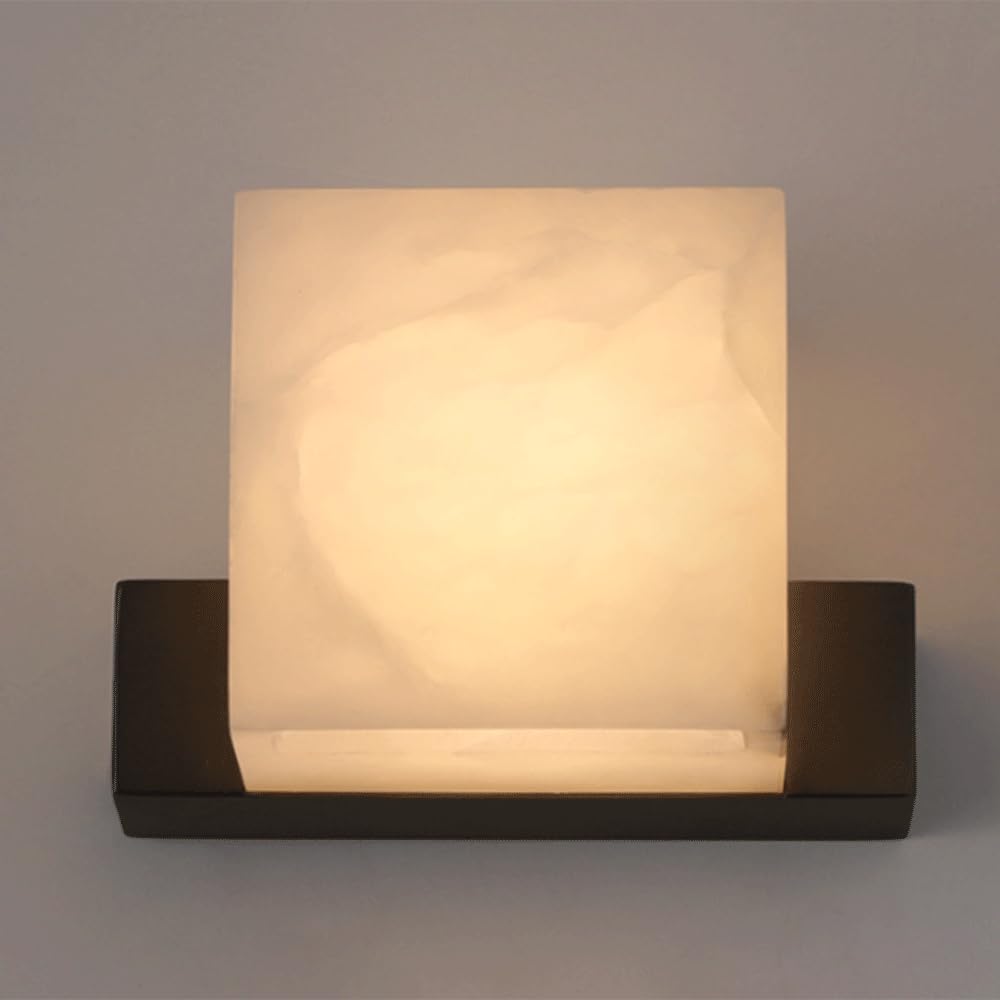 SHUANGZ Spanish Alabaster Wall Sconce,Art Decor Luxury Lighting Wall Light Fixture,Marble Creativity Wall Mounted Lamp,Bathroom Mirror Wall Light,for Kitchen Cafe Stairs Atmosphere Wall Lamps