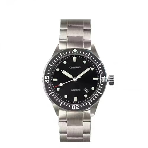 TACTICAL FROG Cronos L6011M Diver - Reloj para hombre Cincuenta brazas con fecha automática NH35, bisel de cerámica giratorio resistente al agua hasta 200 m, Negro