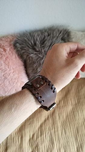 Pulseira Bracelete Masculino Viking De Couro Trançado Marrom Série Vikings