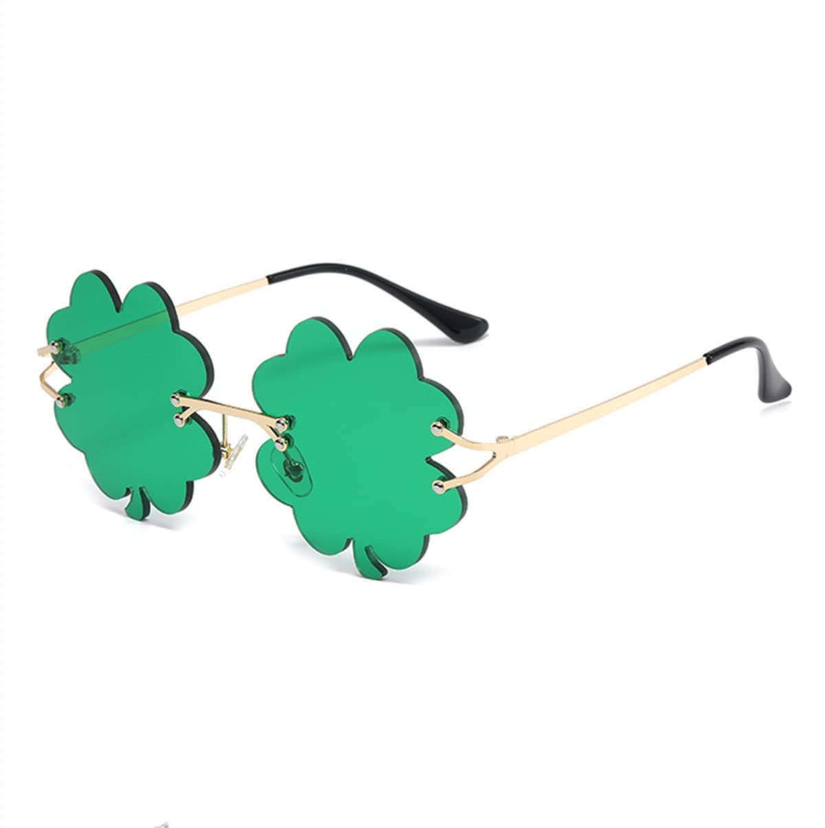 IKANOO St. Patrick's Day Irish Shamrock Sunglasses for Women Men Green Lucky Leprechaun Costume Fashion Rimless Glasses