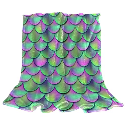 Couverture polaire sirène cadeau original jeté de canapé microfibre verte douce