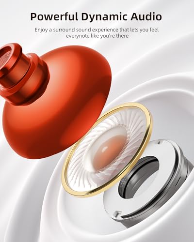 Image of PocBuds Bluetooth Headphones Wireless Earbuds 80hrs Playtime Wireless Charging Case Digital Display Sport Ear Buds with Earhook Deep Bass IPX7 Waterproof Over-Ear Earphones for Phone Laptop Beige