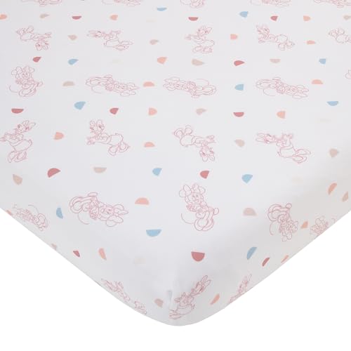 Image of NoJo Disney Minnie Mouse White, Light Blue, and Peach with Daisy Duck Super Soft Nursery Fitted Crib Sheet