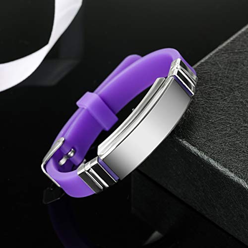 Mowom Medical 2020002-05-04 Bracelet Custom Engraved Silicone Adjustable Sport Id Identification Alert Stainless Steel thumb #3