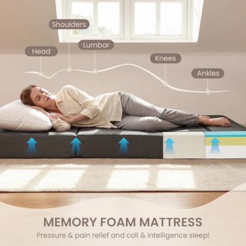 Image of 6 inch Twin Foldable Mattress,Memory Foam Foldable Mattress