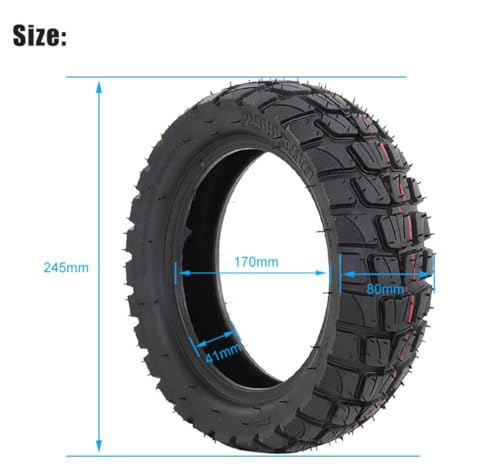 GYL 10x3 255x80 80/65-6 Off-road Rubber Outer Tire Replacement for Nanrobot D4+ D5+ D6+/Varla Eagle 1/Zero 10x/ Apollo Pro/Kugoo M4 Pro Electric Scooter Go karts, Thickened Anti-explosion 10 inch Tyre