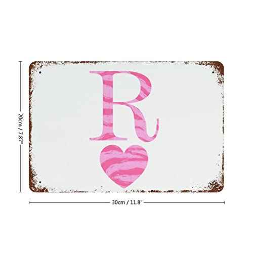 Plaque métal lettre R cœur Saint-Valentin 30x45cm pour déco bar - 3