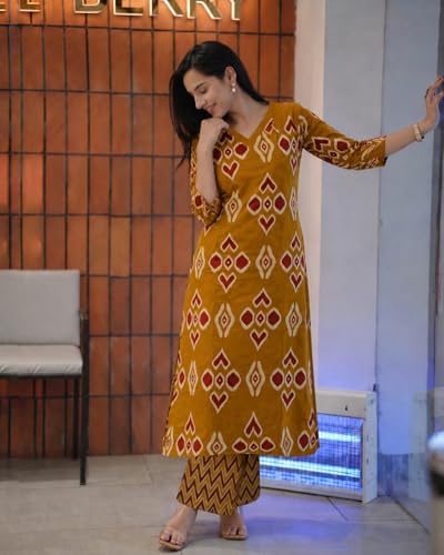 Image of ANNI Designer Co Ord Set for Women Viscose Printed | Straight Kurta Palazzo Set for Woman | V Neck 3 /4 Sleeve Ethnic Dress Stylish Coord Outfit Trendy Womens Clothing