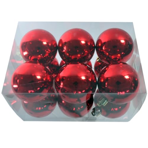 12 Weihnachtskugeln Christbaumkugeln Ø 6 cm glänzend (Rot)