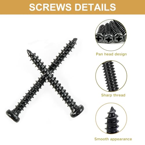 Tornillos Autorroscantes de Madera M4 Negro 240 Piezas miniatura 6