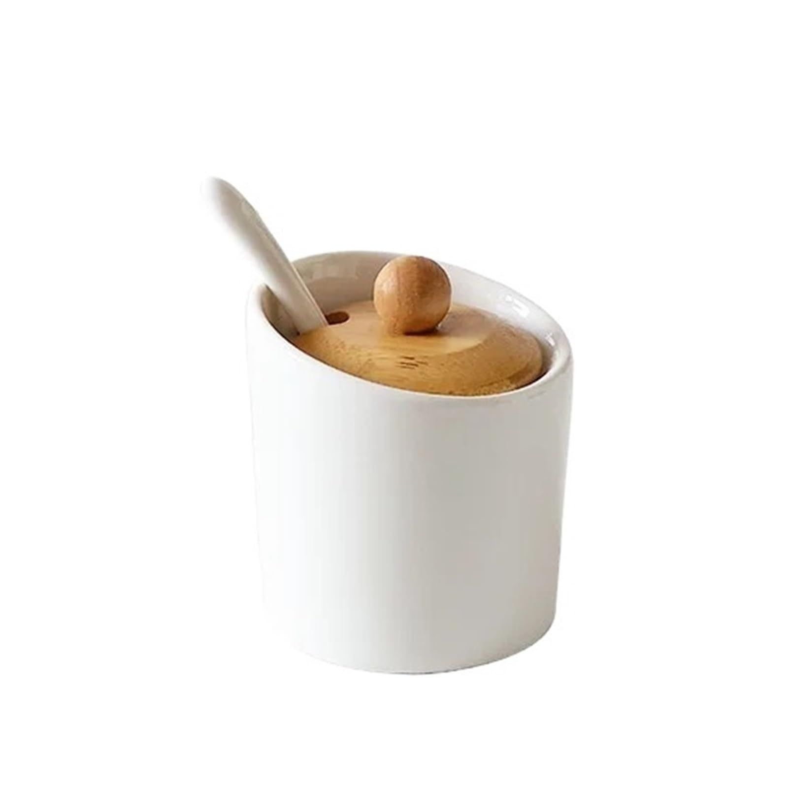 WSQHAO 2Pcs Ceramic Seasoning Jar With Spoon for Condiment