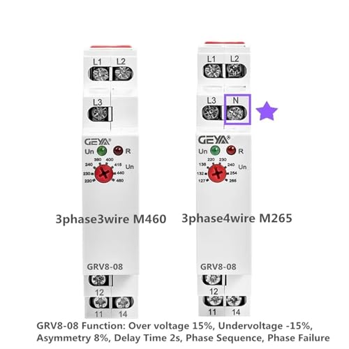 Relais contrôle tension triphasé protection surtension GRV8