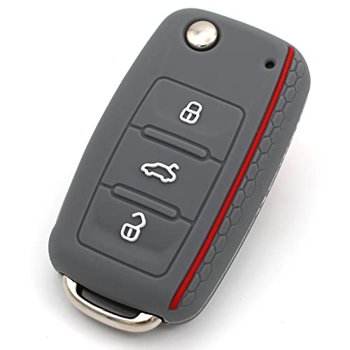 Finest-Folia - Funda para llave de coche, diseño de panal para 3 botones, color gris