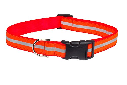 Medium Reflective Neon Orange Dog Collar: 3/4
