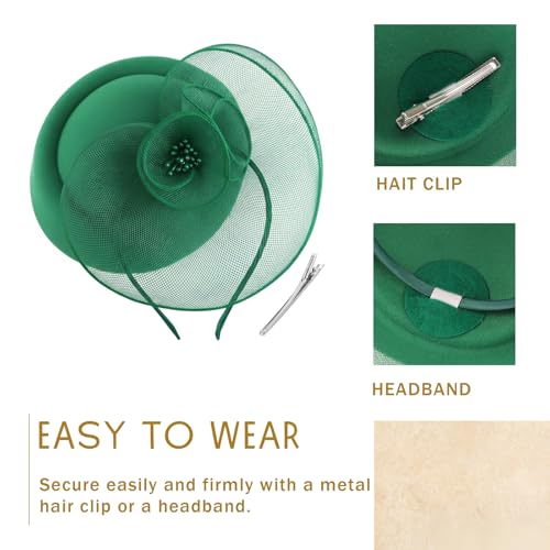 Image of DRESHOW Fascinators Hat Feather Headband Women's Fascinators Tea Party Headwear with Clip Flower Head Band for Girls & Women