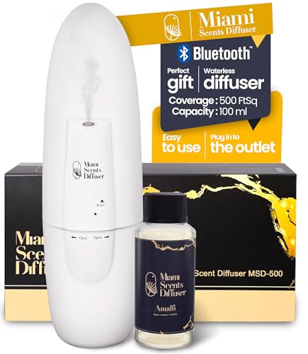 Plug in Wall Waterless Diffuser + Amalfi Hotel Essential Oils 4 Fl Oz Included Coverage Up to 500 SqFt Smart Bluetooth App Control Scent Air Machine for Home, Office and Spa Ideal for Aromatherapy.