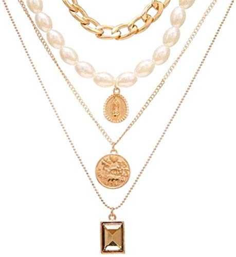 Preisvergleich Produktbild CKAWM Halskette Schmuck Frau Anhänger Perle Liebe Doppel Halskette Zubehör Dame