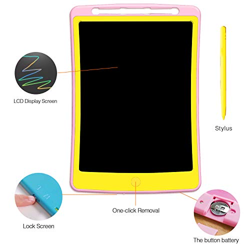 LCD Writing Tablet Drawing Board - 10.5 Inch Colorful Screen Electronic Writing Doodle Pad Children Preschool Learning Educational Handwriting Pad for Note Memo Boy Girl Toy Gift (10.5inch, Pink)