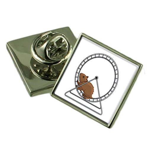 Cadeau roue de hamster épinglette argent sterling dans son coffret pour anniversaire