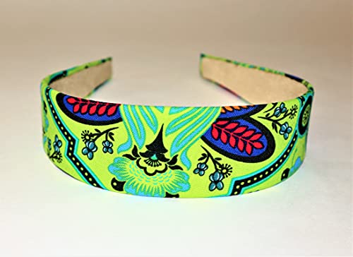 Gifts And Beads| Hibiscus In Green Background,1 Headband, Hair Bands, Gifts For Women, Headband For Girls, Wide Headband, Handmade In Usa, Wide Hair Band, Flowers Printed Cotton Fabric,Wrapped Plastic Base, Fashion Headbands And Headwrap For Women And Girls, Diademas Para Mujeres Y Ninas. #TOP3